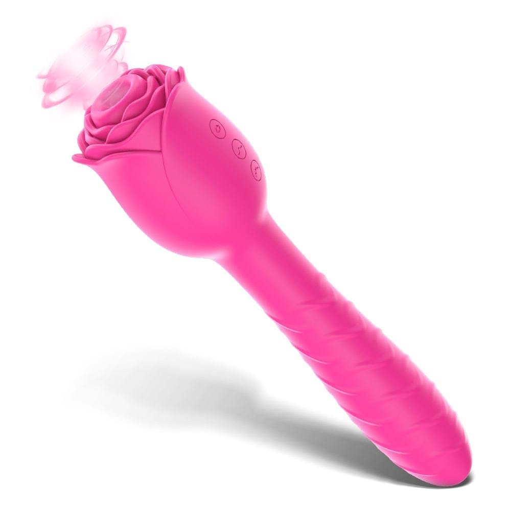 3-in-1 Telescopic Sucking and Shocking Handle Rose Vibrator featured image