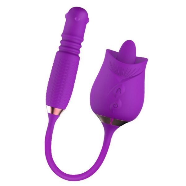 Purple Rose Toy Rotating Pearls Telescopic Tongue-licking Vibrator