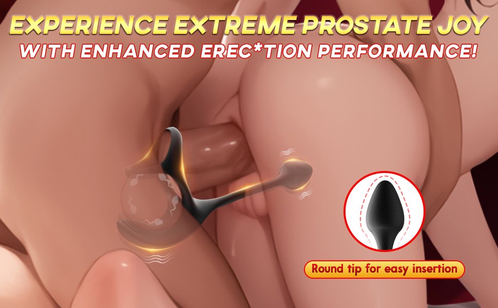 vibrating anal plug testicle stimulator cock ring