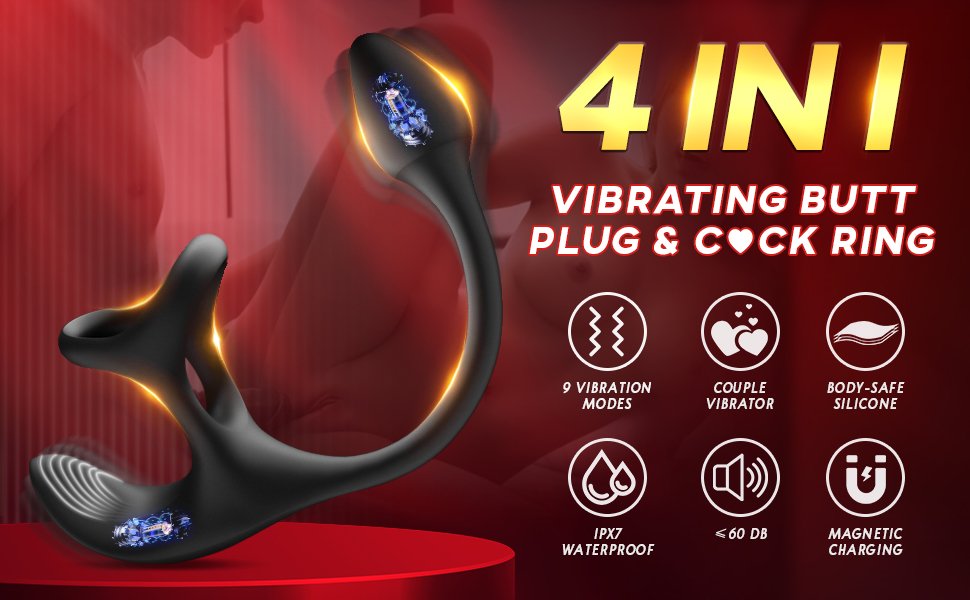 vibrating anal plug testicle stimulator cock ring