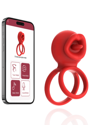 Vibrating Cock Ring & Clitoral Stimulator with Licking Mouth & App Control