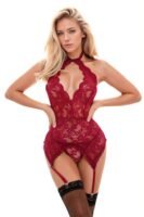 Camisole de jarretière à col haut et trou de serrure