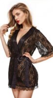 Robe de lingerie à manches courtes en dentelle