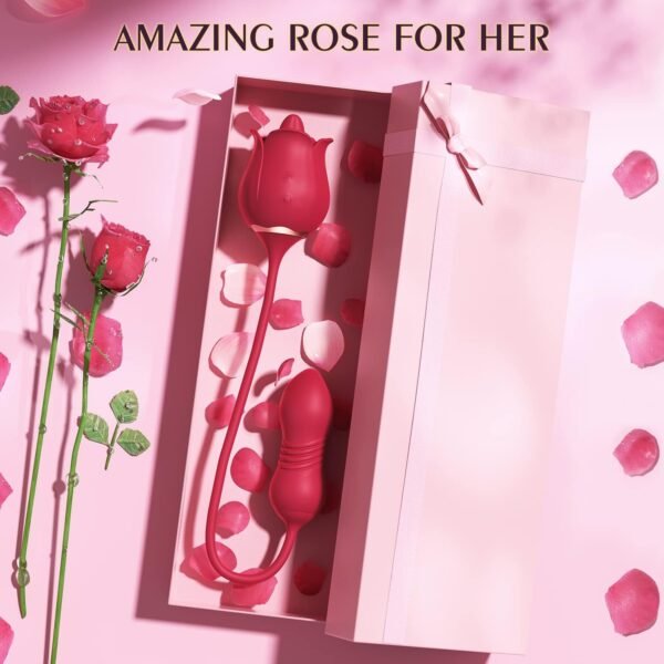 Rose Toy Vibrator for Women - Telescopic Tongue Licker G-Spot Sex Toy