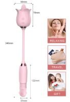 3-in-1 Blooming Pink Rose Vibrator Toy with Rotating Pearls & Telescopic Tongue Licking