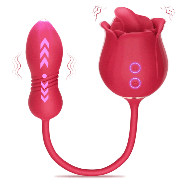 Rose Toy Vibrator for Women - Telescopic Tongue Licker G-Spot Sex Toy