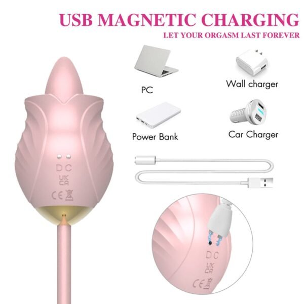 Rose Warming G-spot Tongue Licking Vibrator Toy