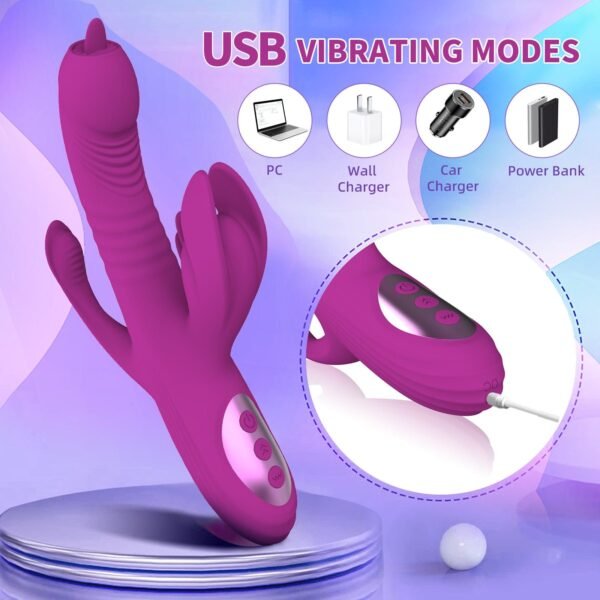 Trident 4-in-1 Heating Telescopic Tongue-Licking Vibrator