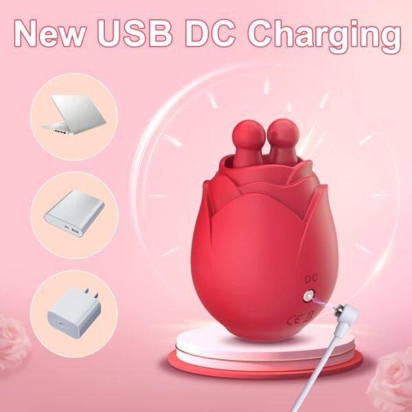 Jouet Orgasmique Rose Juliet Double Langue Lèche Shaker Clitoris Mamelon