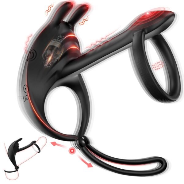 Bunny Ring Vibrating Cock Ring with Penis Sleeve for Men