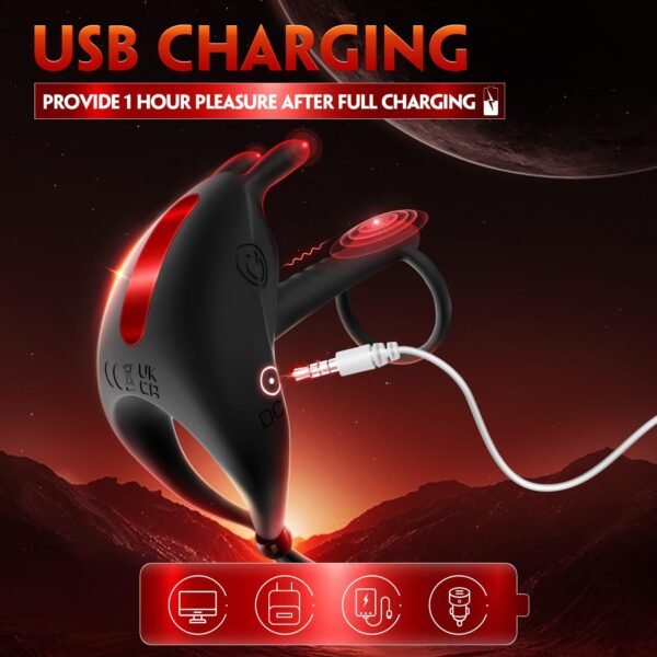 Bunny Ring Vibrating Cock Ring with Penis Sleeve for Men