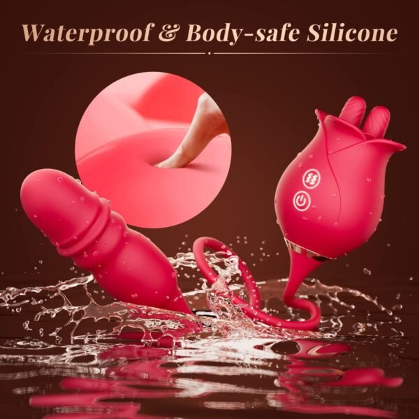 Rose Romeo Dual Tongue Rose Vibrator mit 10 Leck- und Schubmodi