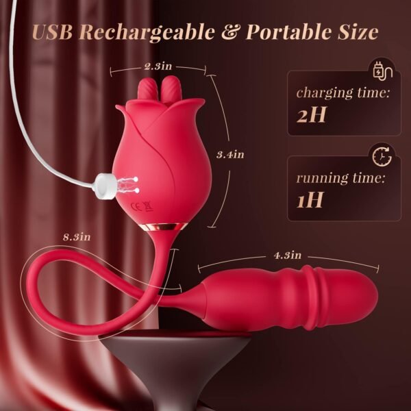 Rose Romeo Dual Tongue Rose Vibrator mit 10 Leck- und Schubmodi