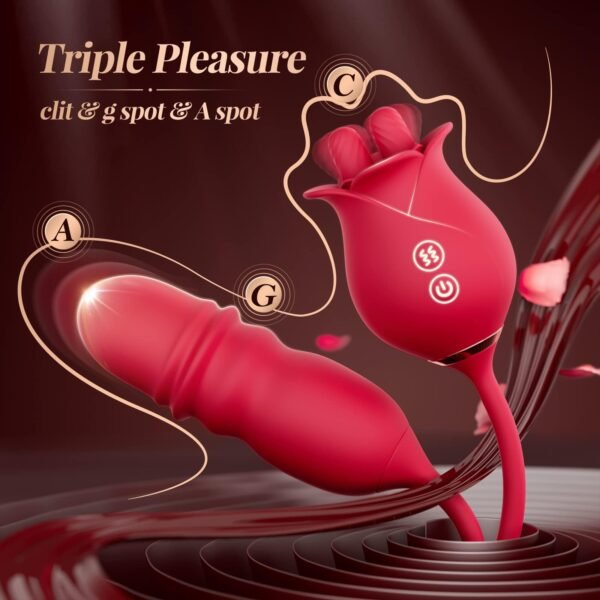 Rose Romeo Dual Tongue Rose Vibrator mit 10 Leck- und Schubmodi