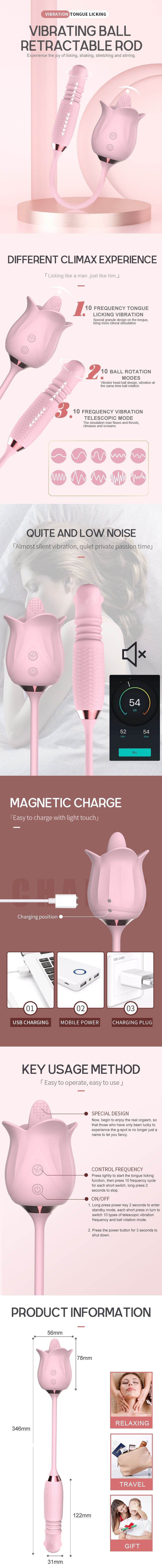 3-in-1 pink rose vibrator