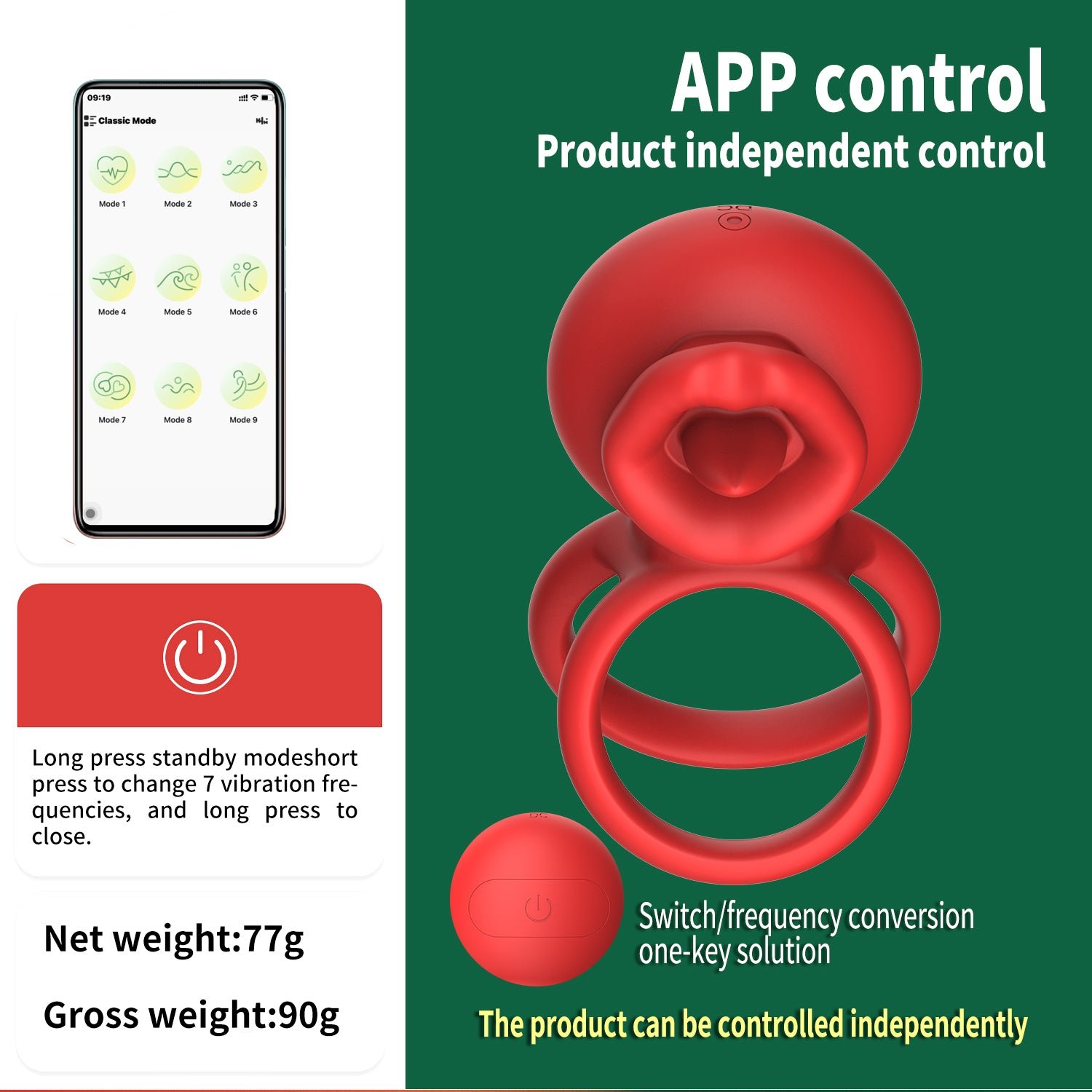 Vibrating cock ring clitoral stimulator app control
