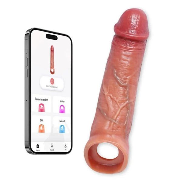 Penis Extender Sleeve & Vibrating Cock Ring with App & Remote Control