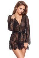 Roupão de flores e riscas