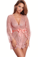 Roupão de flores e riscas