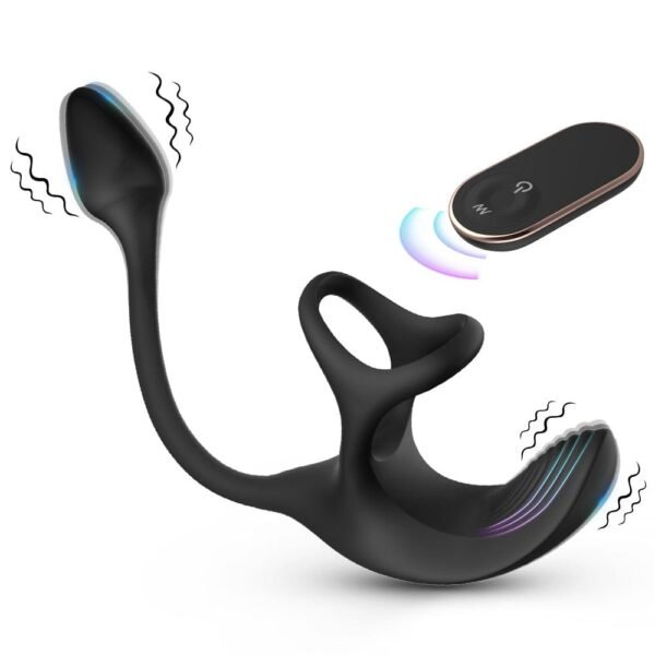 3-in-1 Vibrating Anal Plug & Testicle Stimulator with Cock Ring