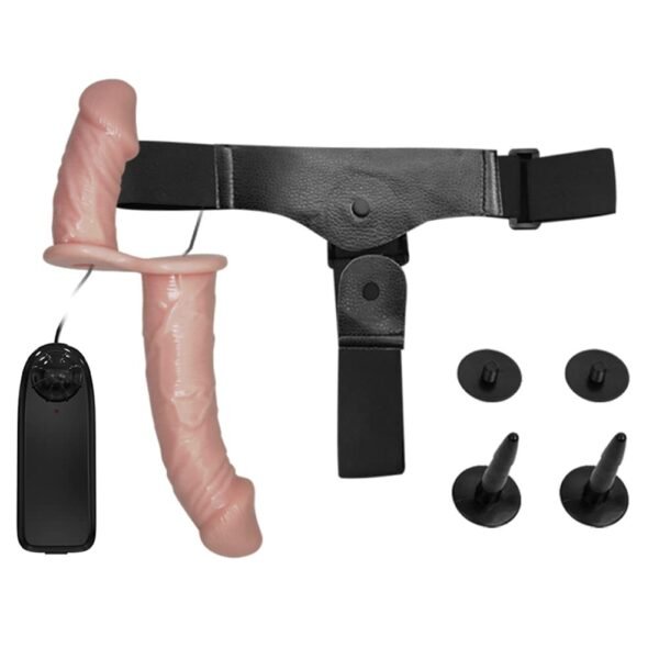 Vibrating Strap On Dildo Double Ended with Adjustable Harness