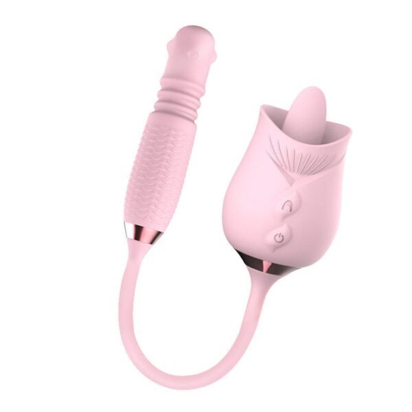 Purple Rose Toy Rotating Pearls Telescopic Tongue-licking Vibrator