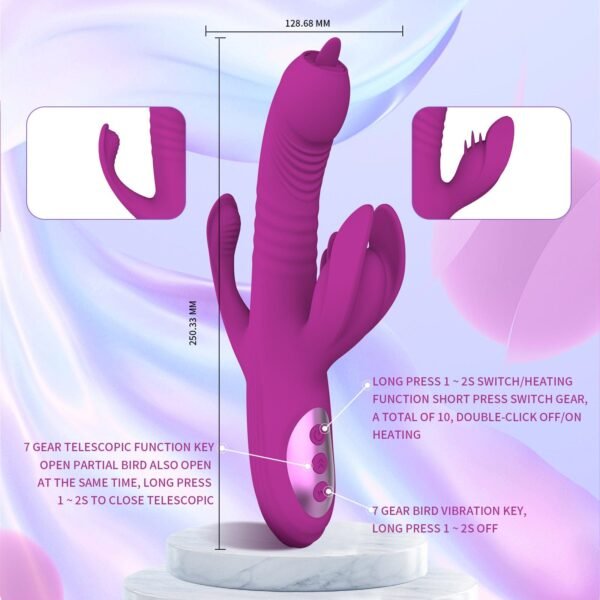 Trident 4-in-1 Heating Telescopic Tongue-Licking Vibrator