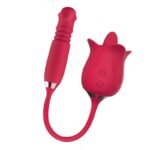 3-in-1 Blooming Pink Rose Vibrator Toy with Rotating Pearls & Telescopic Tongue Licking