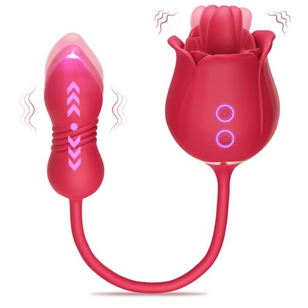 Rose Toy Vibrator for Women - Telescopic Tongue Licker G-Spot Sex Toy