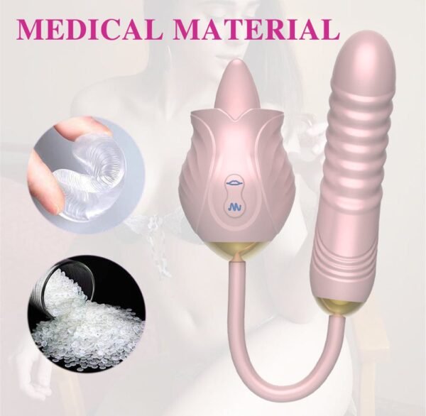 Rose Warming G-spot Tongue Licking Vibrator Toy
