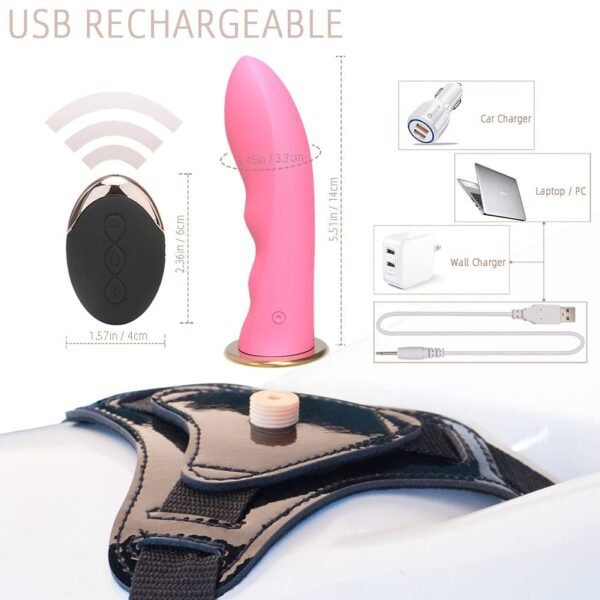 5.51 inch Wireless Remote USB Rechargeable Strap-On Dildo