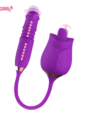 Purple Rose Toy Rotating Pearls Telescopic Tongue-licking Vibrator